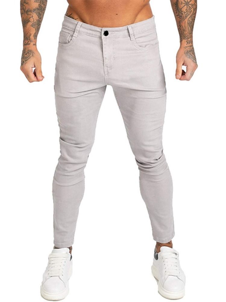 Bleistifthose Plain Pocket Sports Zipper Herren Jeans