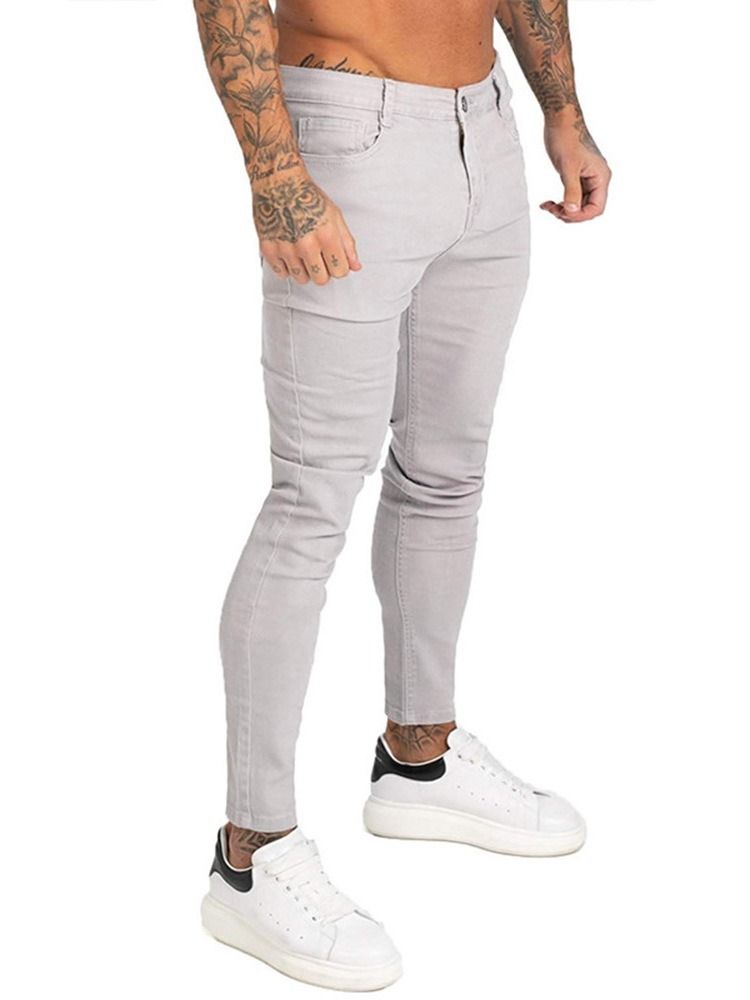 Bleistifthose Plain Pocket Sports Zipper Herren Jeans