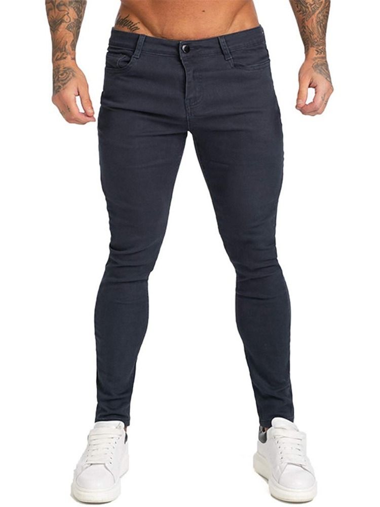 Bleistifthose Plain Pocket Sports Zipper Herren Jeans