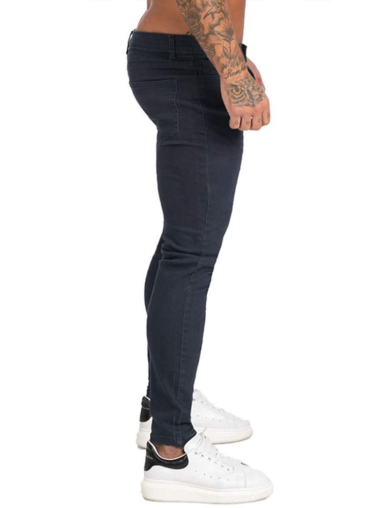 Bleistifthose Plain Pocket Sports Zipper Herren Jeans