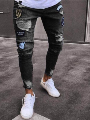 Bleistifthose Print Herren Casual Zipper Jeans