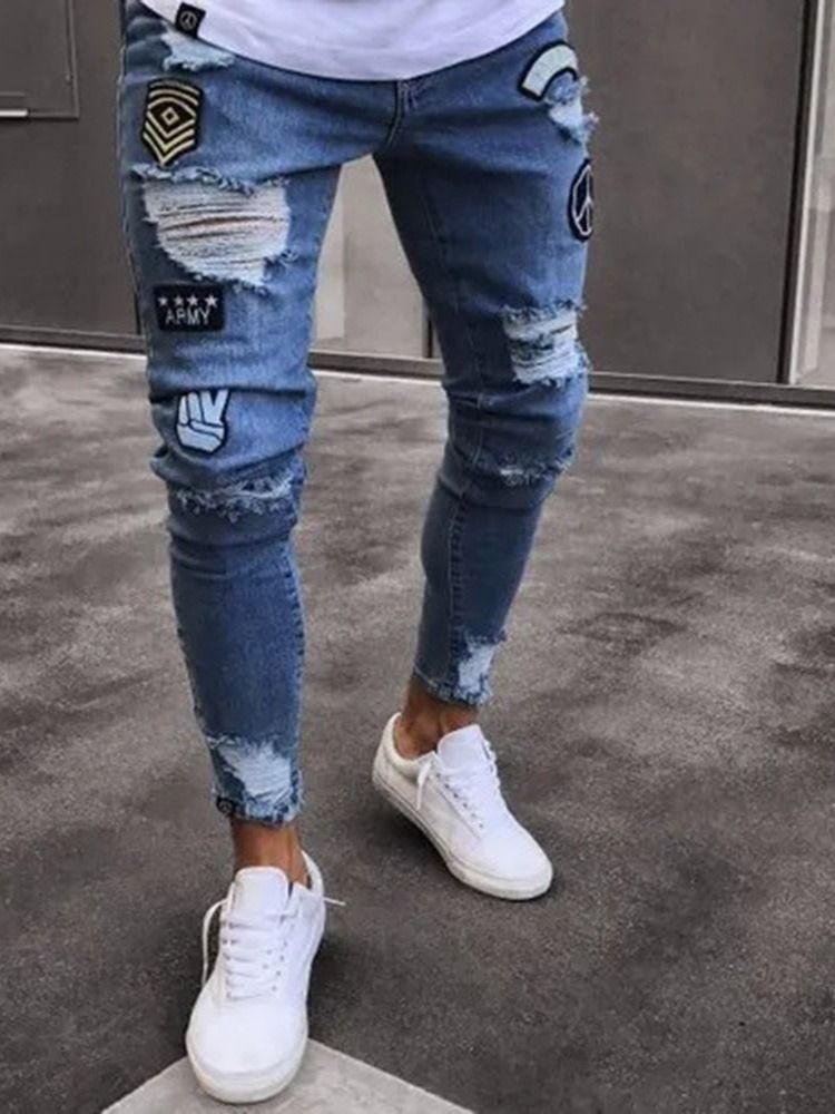 Bleistifthose Print Herren Casual Zipper Jeans