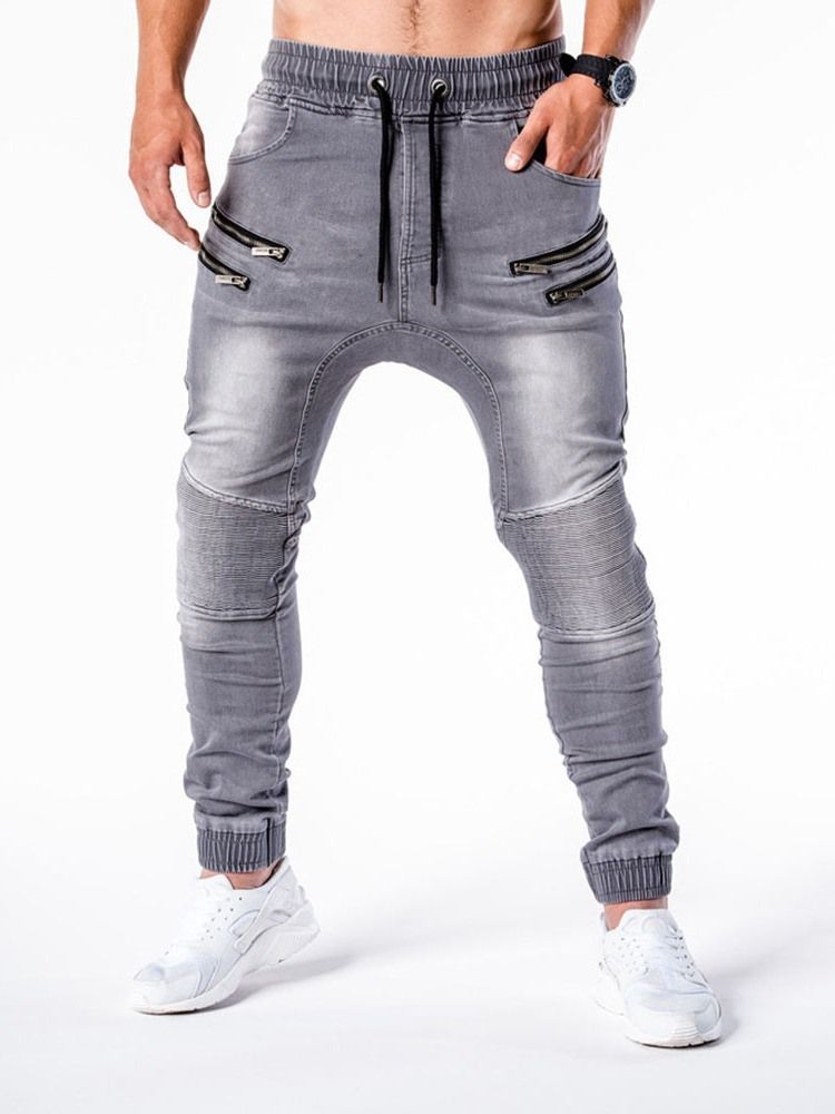 Bleistifthose Reißverschluss Lässige Herren Jeans Mit Mittlerer Taille