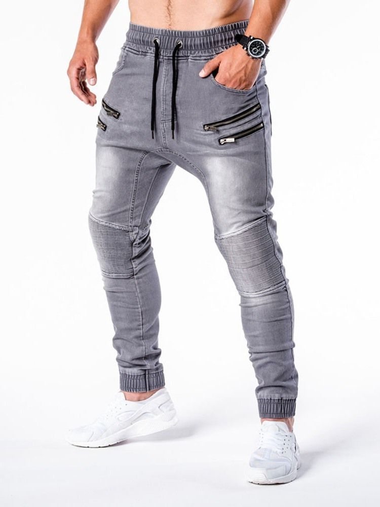 Bleistifthose Reißverschluss Lässige Herren Jeans Mit Mittlerer Taille