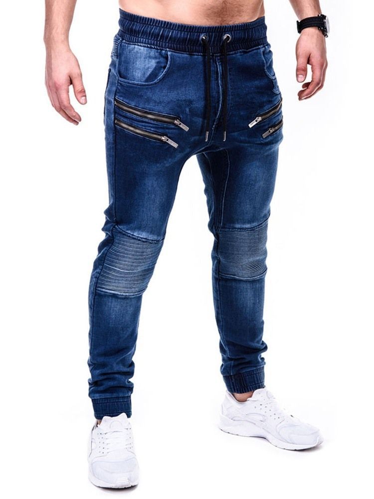 Bleistifthose Reißverschluss Lässige Herren Jeans Mit Mittlerer Taille