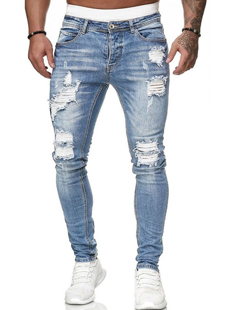 Bleistifthosenloch Mit Mittlerer Taillenreißverschluss Herrenjeans