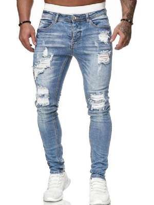 Bleistifthosenloch Mit Mittlerer Taillenreißverschluss Herrenjeans