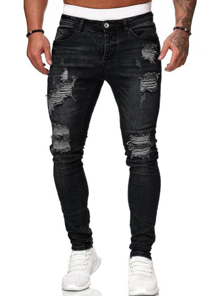 Bleistifthosenloch Mit Mittlerer Taillenreißverschluss Herrenjeans