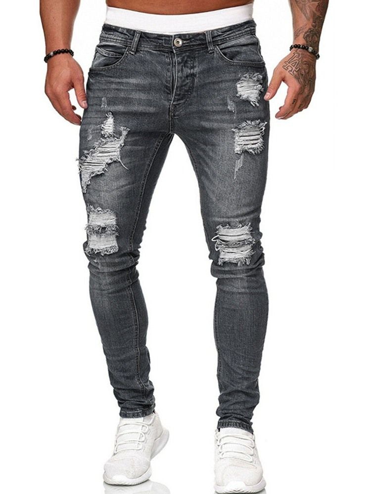 Bleistifthosenloch Mit Mittlerer Taillenreißverschluss Herrenjeans