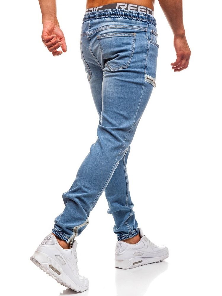 Color Block Pocket Casual Herren Schnürjeans