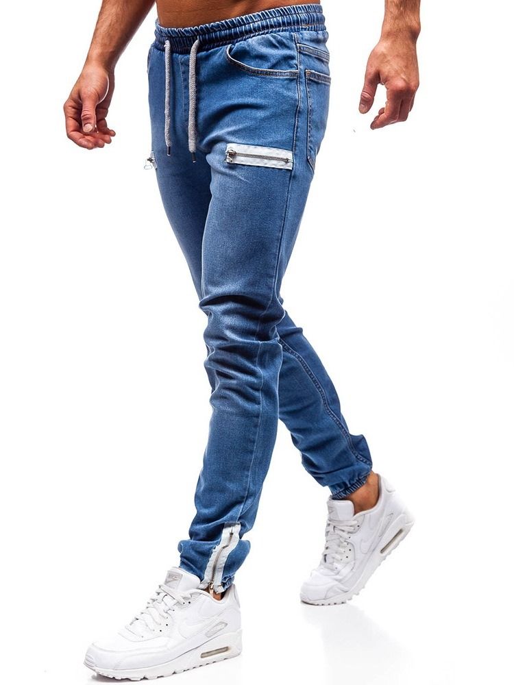 Color Block Pocket Casual Herren Schnürjeans