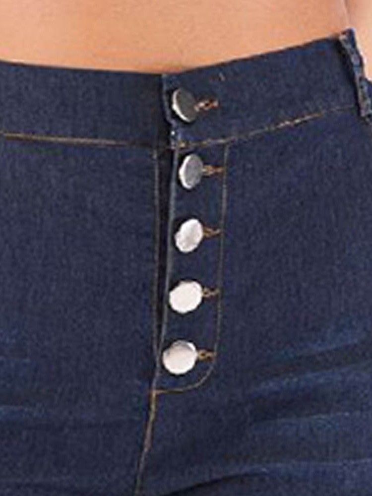 Damen Einfarbige Knickerbocker Mit Knöpfen Lockere Jeans