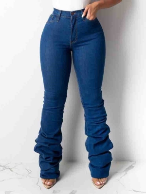 Damen Einfarbige Schmale Heap-jeans Mit Hohem Bund