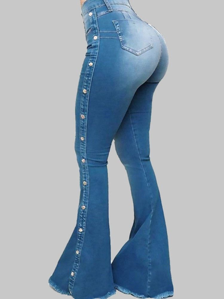 Damen-knöpfe Gradient Schlaghosen Reißverschluss Slim Jeans