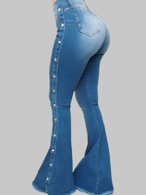 Damen-knöpfe Gradient Schlaghosen Reißverschluss Slim Jeans