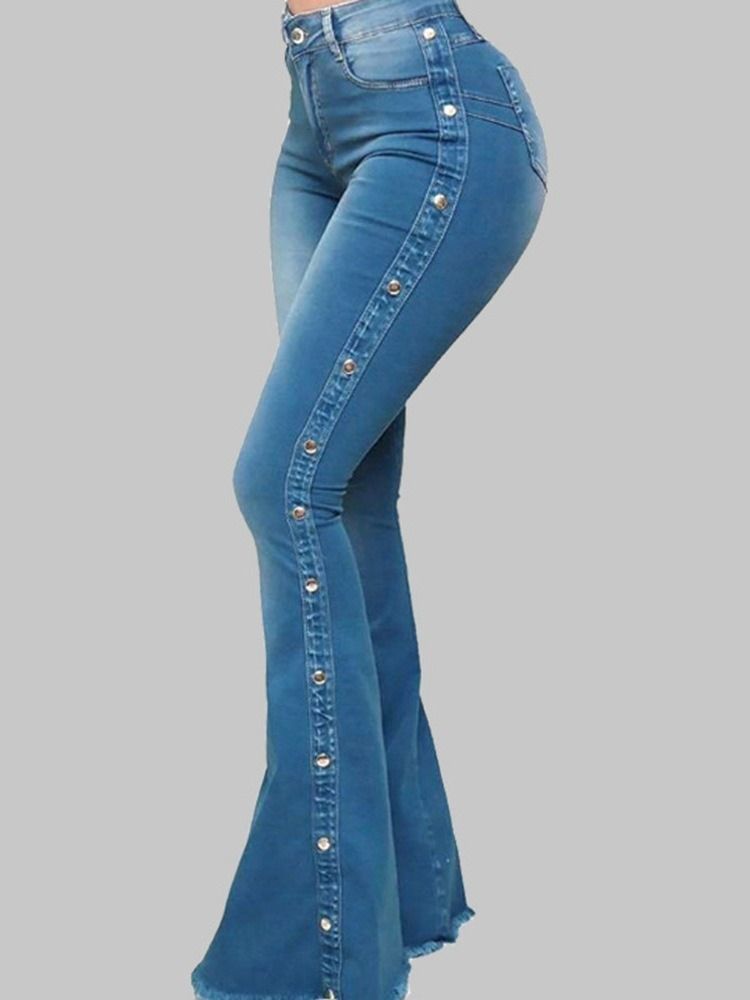 Damen-knöpfe Gradient Schlaghosen Reißverschluss Slim Jeans