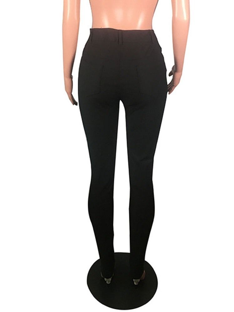 Damen Loch-farbblock-bleistifthose Hole Skinny Jeans