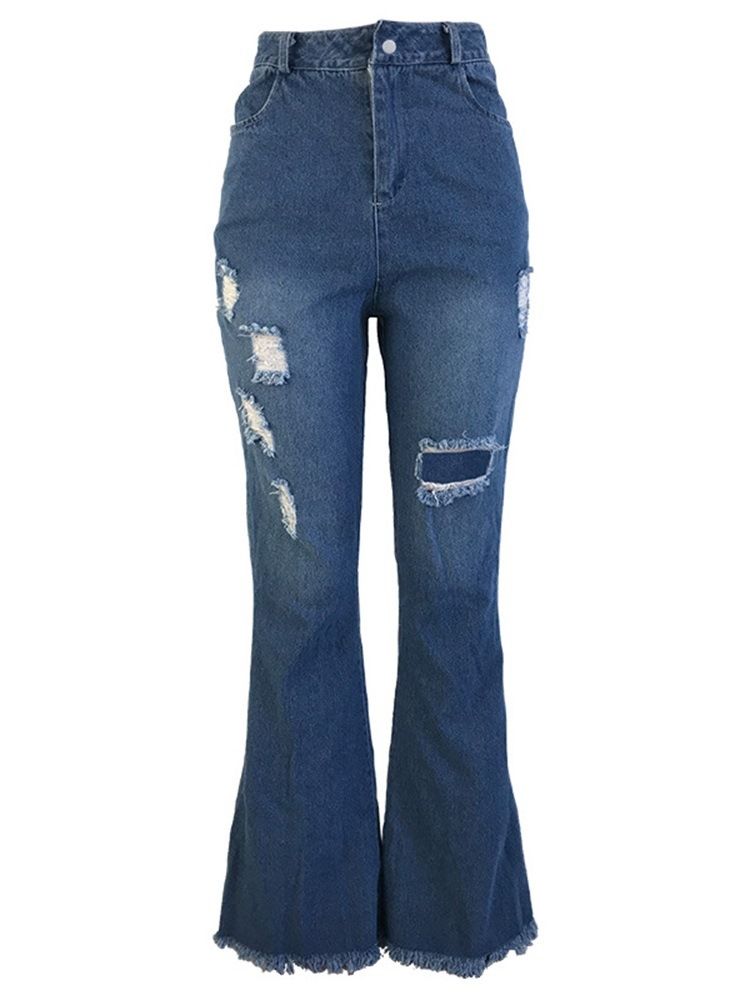 Damen-loch Schlaghose Slim High Waist Jeans