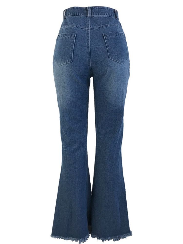 Damen-loch Schlaghose Slim High Waist Jeans