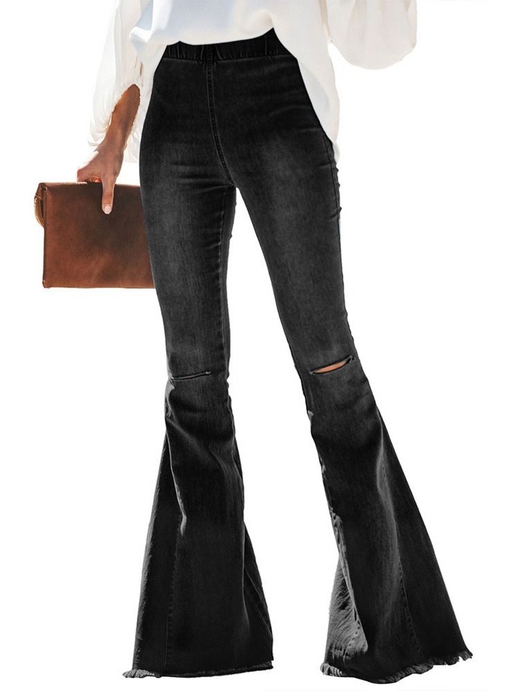 Damen-loch Schlichte Schlaghosen Slim Jeans