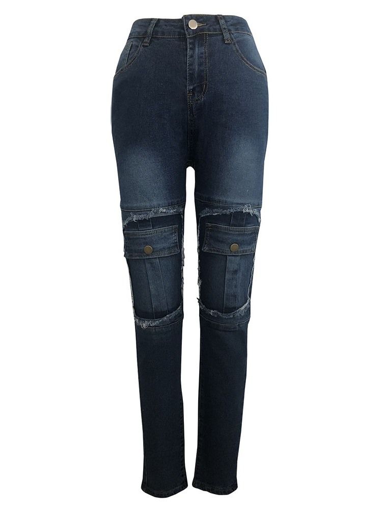 Damen-pocket-reißverschluss-bleistifthose Skinny Jeans