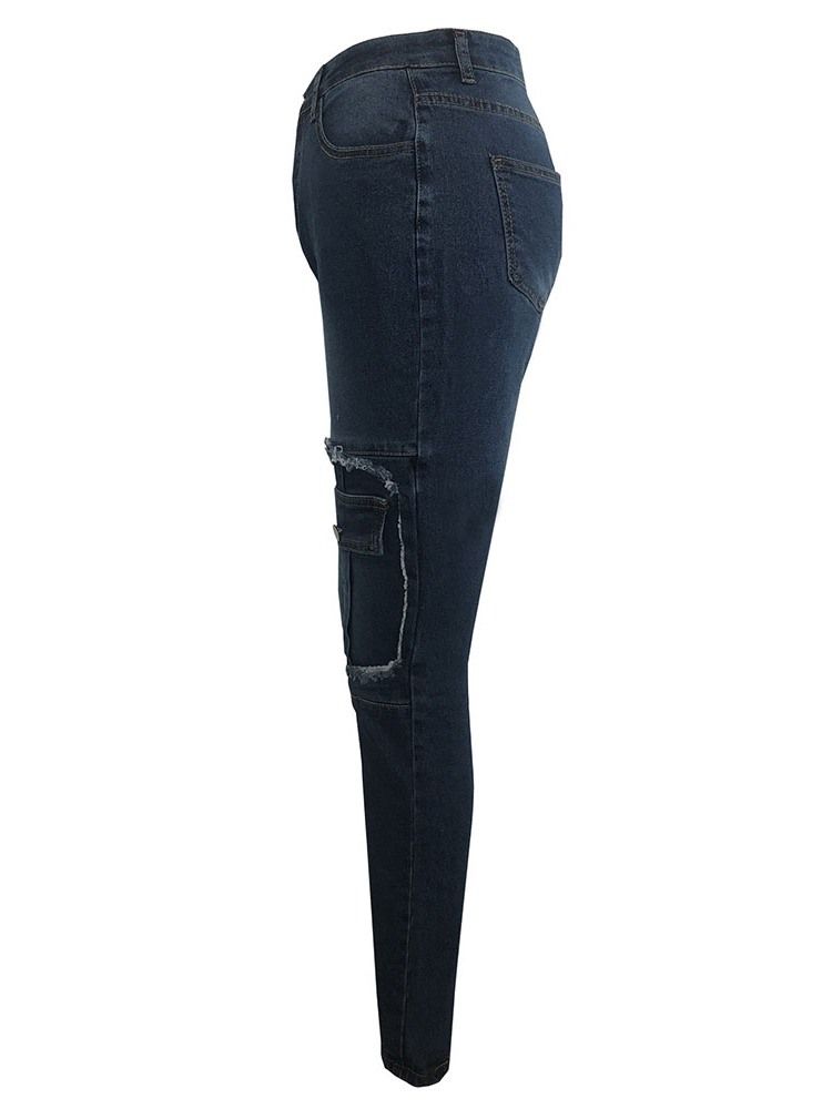 Damen-pocket-reißverschluss-bleistifthose Skinny Jeans