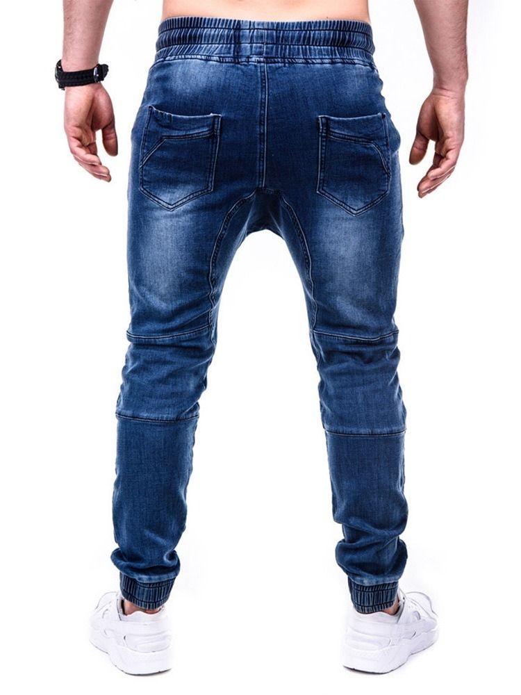 Einfache Bleistifthose Reißverschluss Lässige Herren Jeans Mit Mittlerer Taille