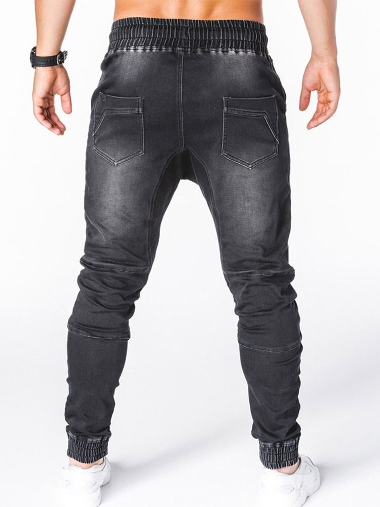 Einfache Bleistifthose Reißverschluss Lässige Herren Jeans Mit Mittlerer Taille