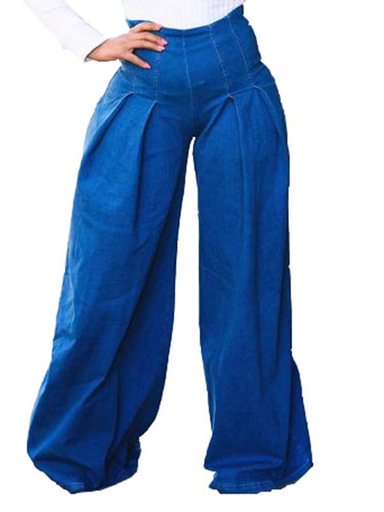 Einfarbige Weite Jeans Für Damen