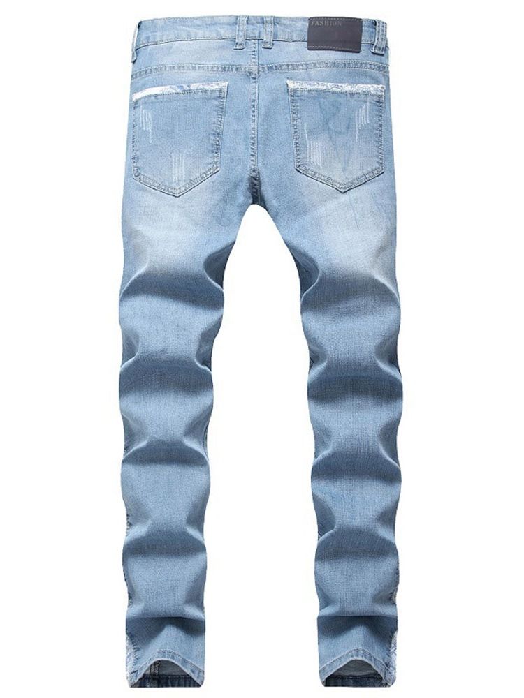 Farbblock Getragene Herren Jeans Mit Mittlerer Taille