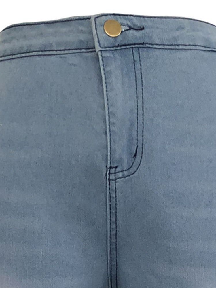 Flare Schlichte Schmale Quasten-jeans Mit Mittlerer Taille Für Damen