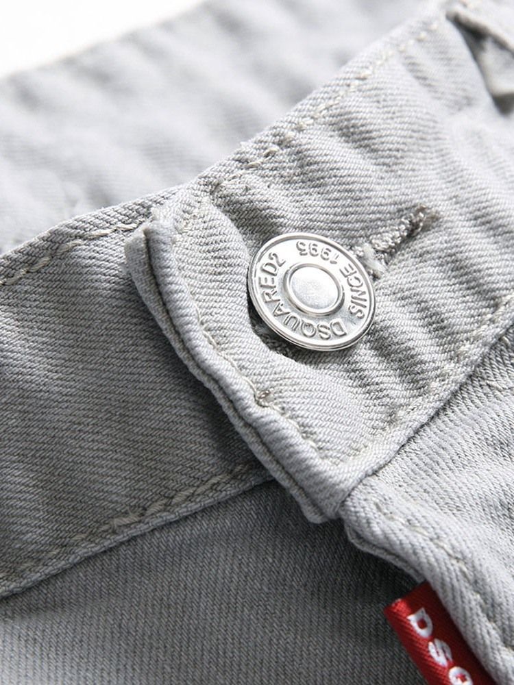 Gerade Applikationen Lässige Herren Jeans Mit Mittlerer Taille