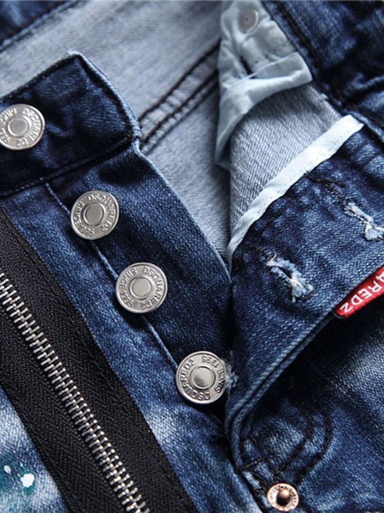 Gerade Farbspritzer Herren Europäische Knopf-jeans