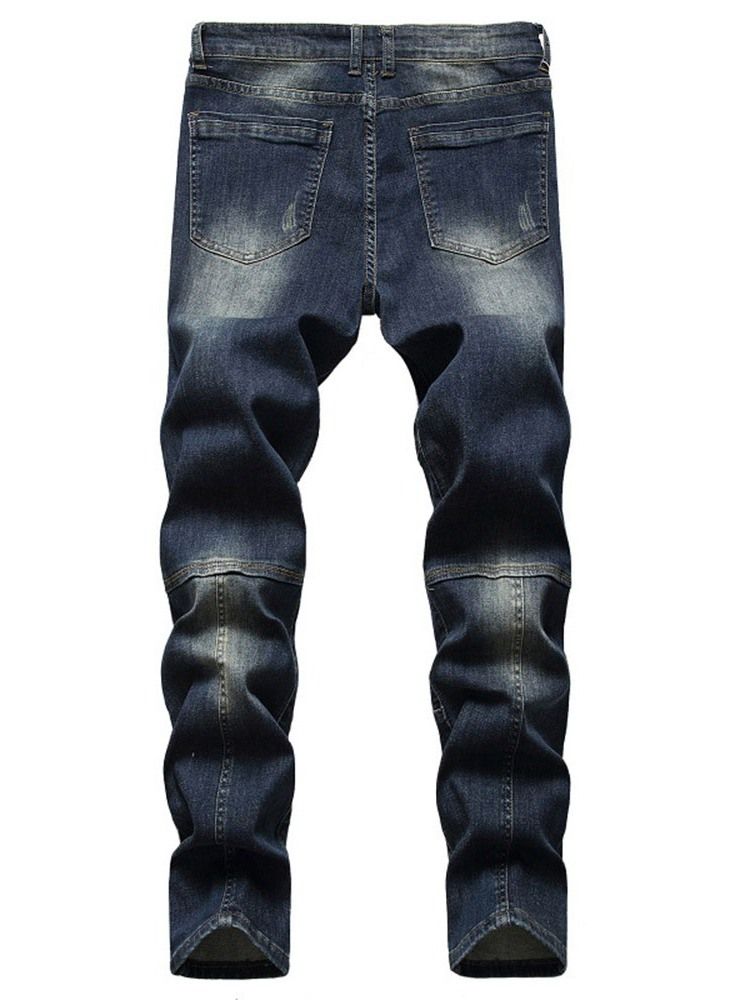 Gerade Patchwork Zipper Europäische Herren Jeans Men