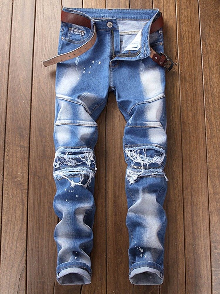 Gerade Tasche Casual Reißverschluss Herren Slim Jeans