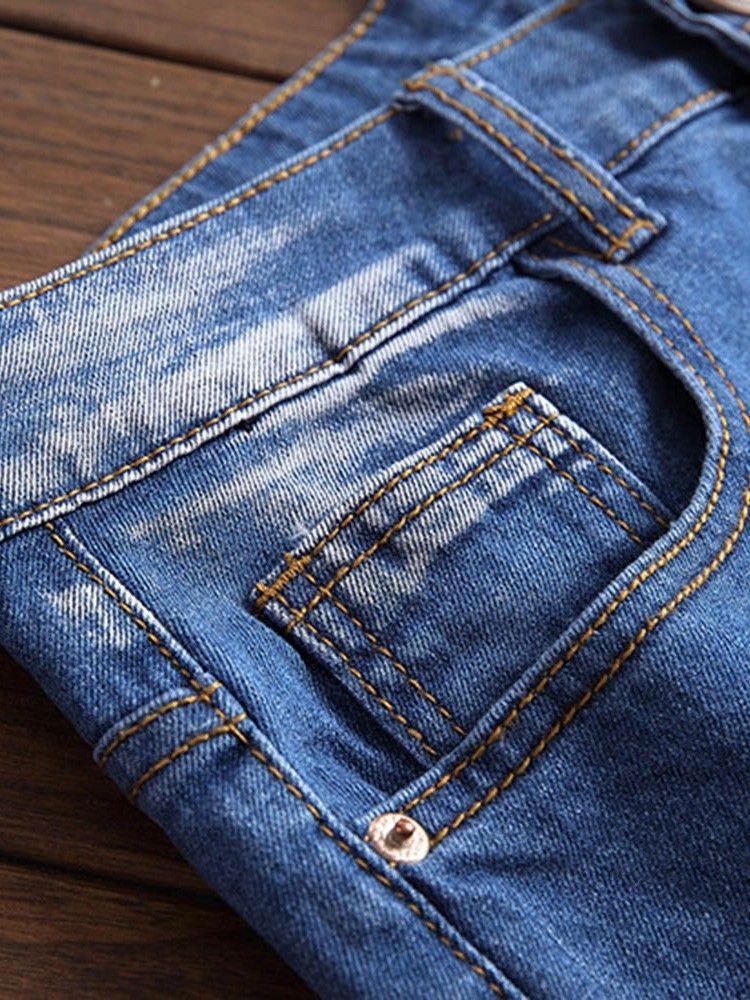 Gerade Tasche Casual Reißverschluss Herren Slim Jeans