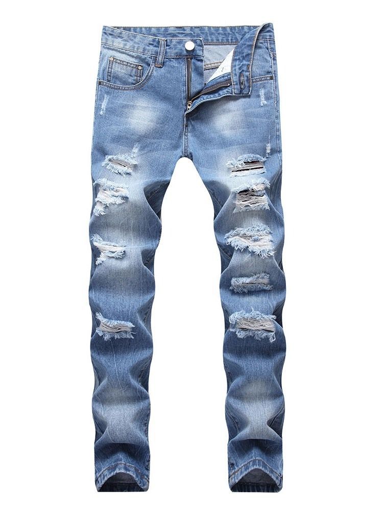 Gerade Taschenloch Casual Reißverschluss Herren Jeans Men