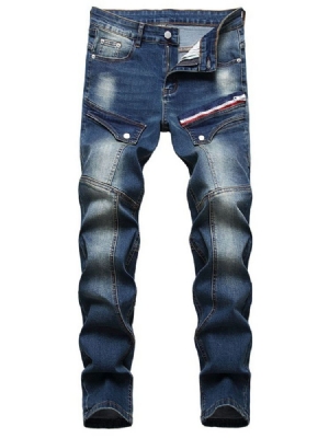 Gerader Reißverschluss Herren Jeans Mit Mittlerer Taille