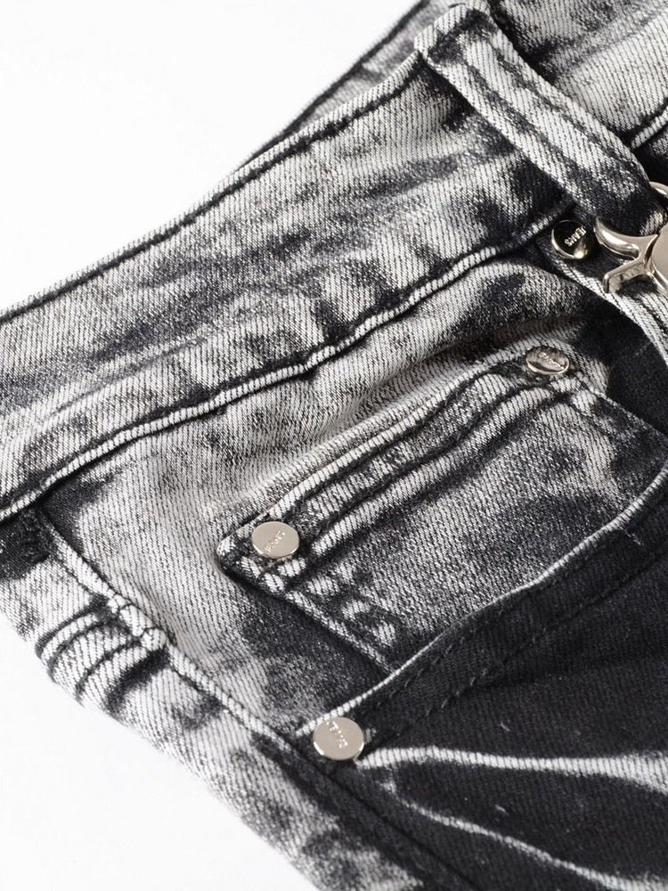 Getragene Gerade Lässige Herrenjeans Mit Mittlerer Taille