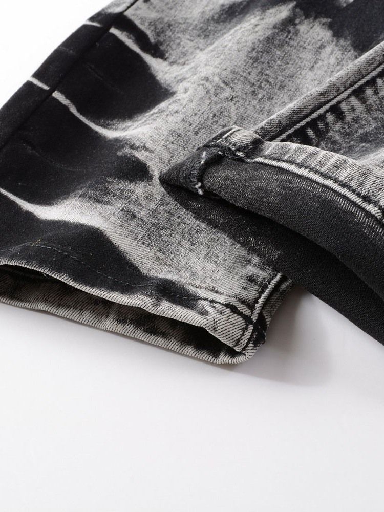 Getragene Gerade Lässige Herrenjeans Mit Mittlerer Taille