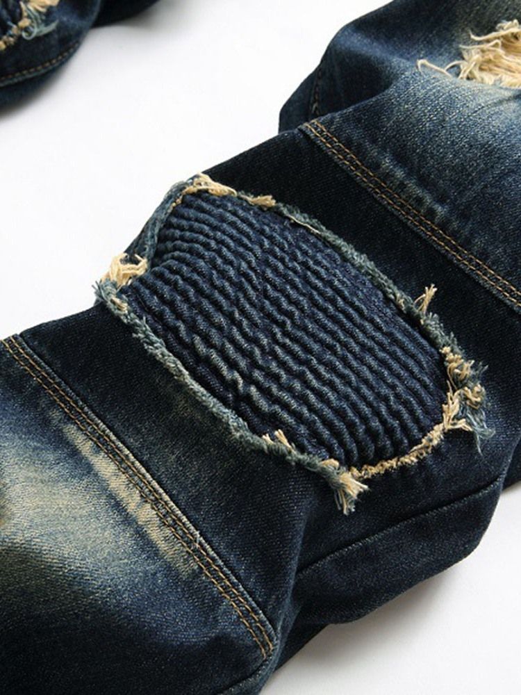 Getragene Herrenjeans Mit Geradem Reißverschluss Und Mittlerer Taille