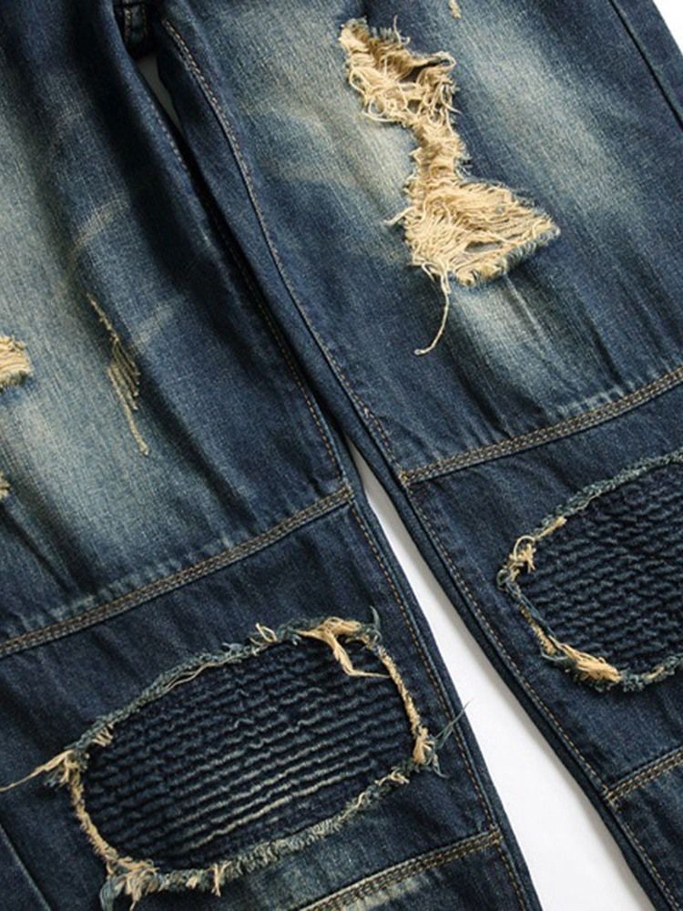 Getragene Herrenjeans Mit Geradem Reißverschluss Und Mittlerer Taille