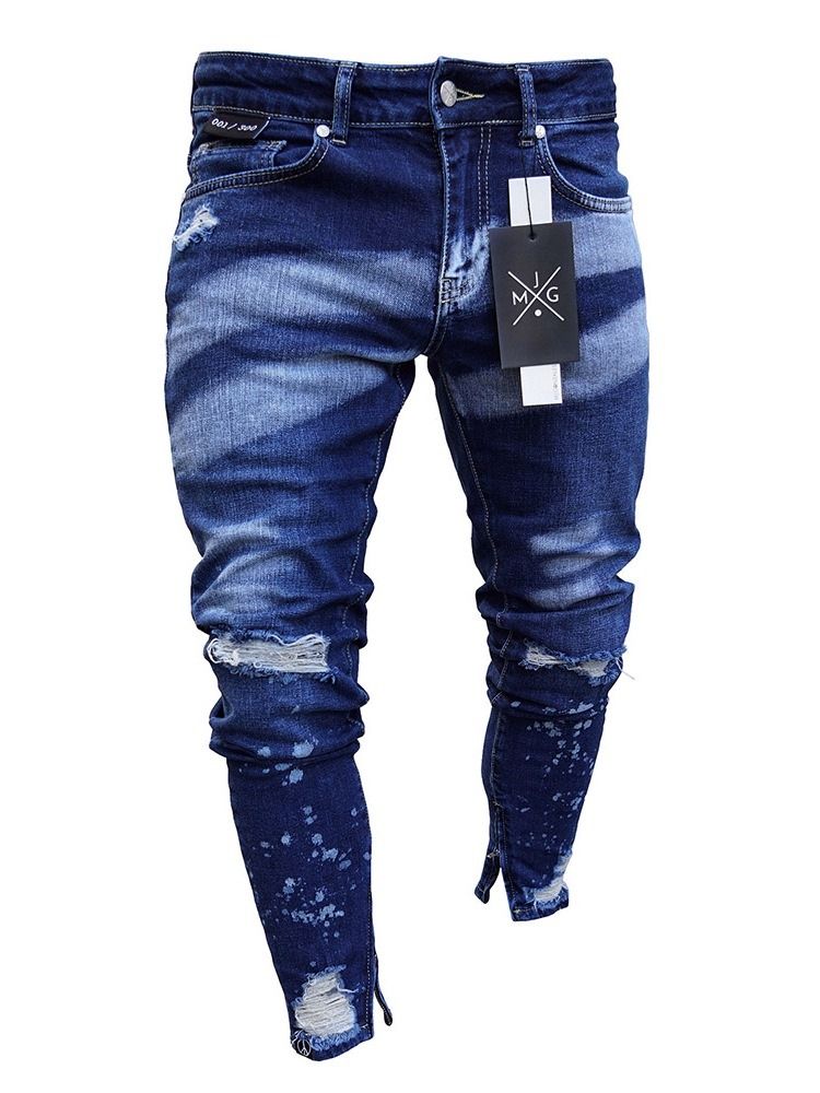 Herren Bleistifthose Reißverschluss European Jeans