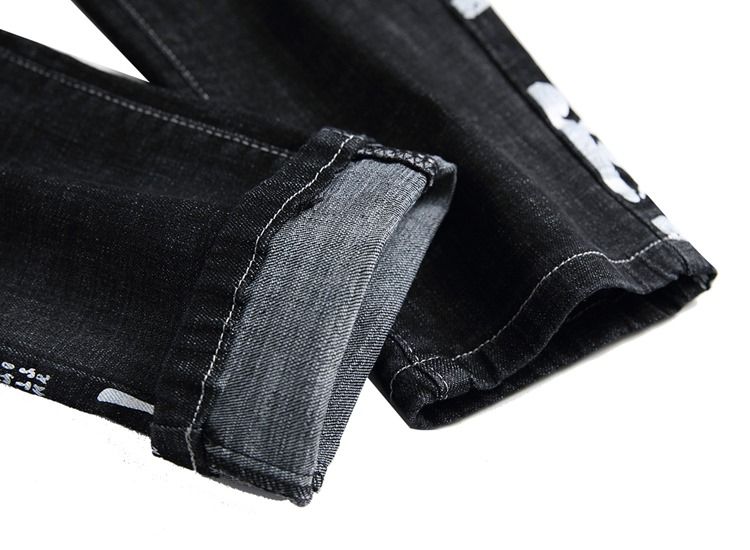 Herren Casual Jeans Mit Geradem Buchstaben Reißverschluss Zip