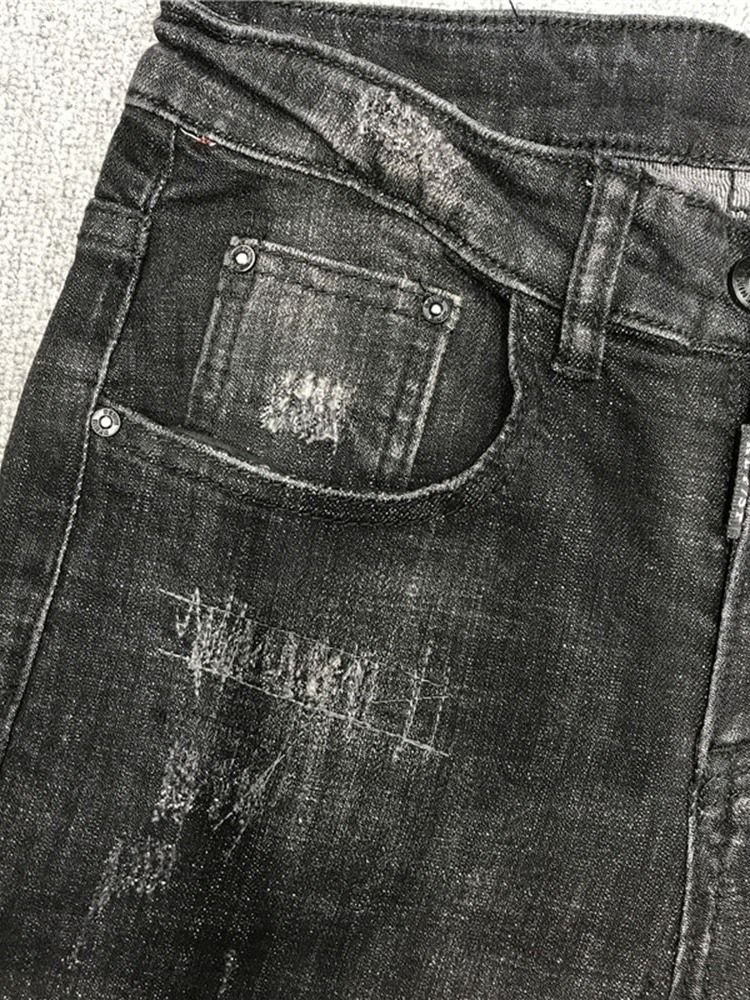 Herren Dünne Schlichte Bleistifthose Reißverschluss Jeans Zip