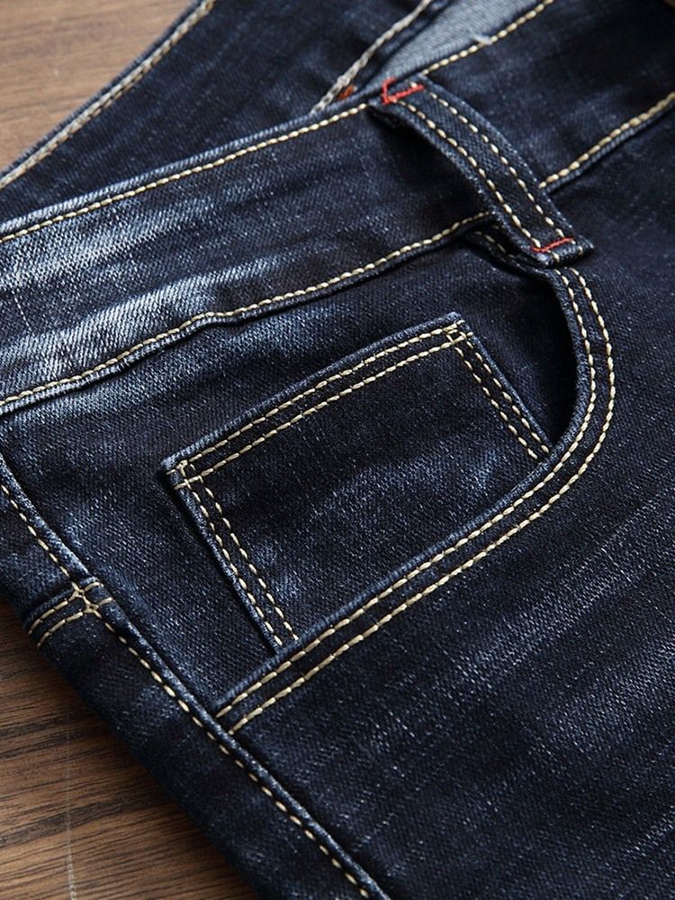 Herren Gerade Getragene Europäische Jeans Mit Mittlerer Taille