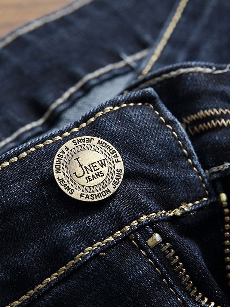 Herren Gerade Getragene Europäische Jeans Mit Mittlerer Taille