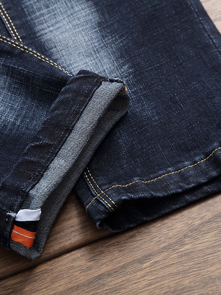 Herren Gerade Getragene Europäische Jeans Mit Mittlerer Taille