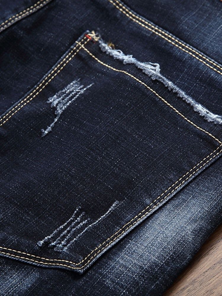 Herren Gerade Getragene Europäische Jeans Mit Mittlerer Taille