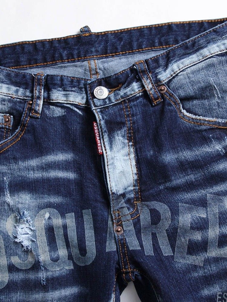 Herren Getragene Europäische Damenjeans Mit Geraden Knöpfen